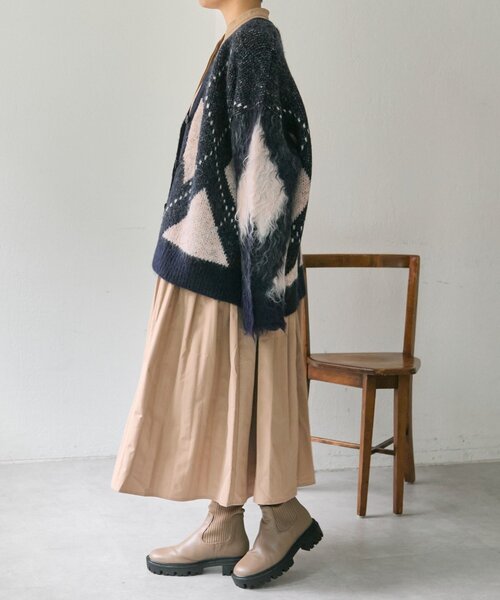 ear PAPILLONNER（イアパピヨネ）の「アーガイルニットカーディガン【SUM1 STYLE】（カーディガン/ボレロ・レディース・ベージュ/ネイビー・FREE）」の21枚目の写真