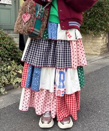 HELLO.SANFRANCISCO（ハローサンフランシスコ）の「【himaコラボ】【HELLO.SANFRANCISCO/ハローサンフランシスコ】パッチワークティアードスカート（スカート）」