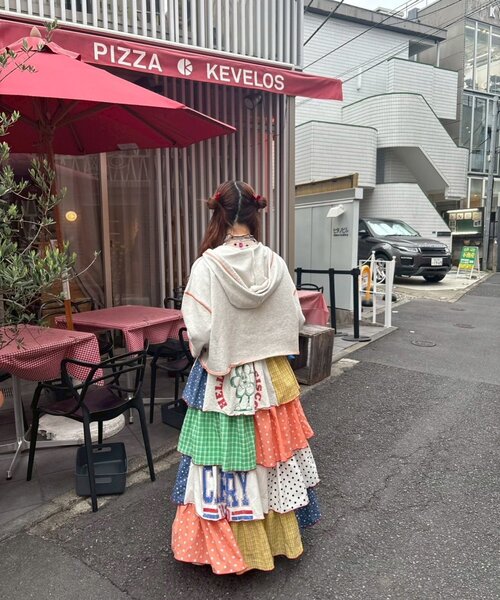 HELLO.SANFRANCISCO(ハローサンフランシスコ)の「【himaコラボ】【HELLO.SANFRANCISCO/ハローサンフランシスコ】パッチワークティアードスカート(スカート・レディース・オレンジ/レッド・ONE SIZE)」の14枚目の写真