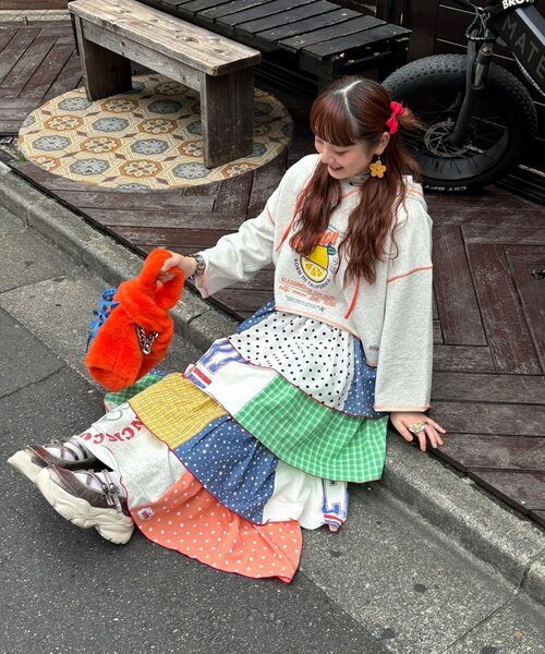 HELLO.SANFRANCISCO パッチワークティアードスカート ◇新色追加決定◇【himaコラボ】【HELLO.SANFRANCISCO/ハロー