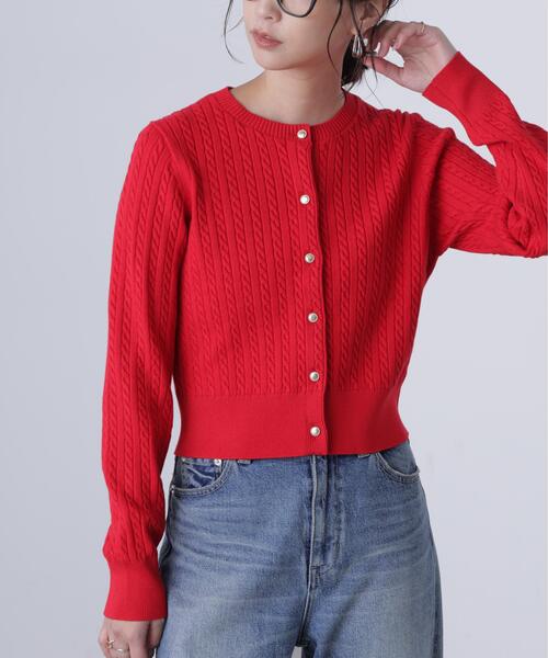 FREE'S MART(フリーズマート)の「◇金ボタンミニケーブルカーディガン(ニット/セーター・レディース・グレー/ブルー/ホワイト系その他/ブラウン/レッド/ネイビー/ピンク/グレー系その他・FREE)」の8枚目の写真