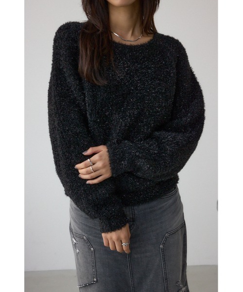 AZUL by moussy(アズールバイマウジー)の「ラメシャギーニットトップス(ニット/セーター・レディース・シルバー/ブラック/ブラウン/レッド・FREE)」の5枚目の写真