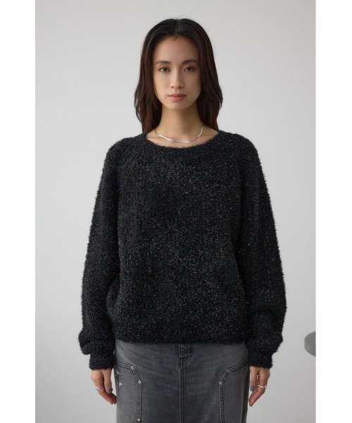 AZUL by moussy(アズールバイマウジー)の「ラメシャギーニットトップス(ニット/セーター・レディース・シルバー/ブラック/ブラウン/レッド・FREE)」の9枚目の写真