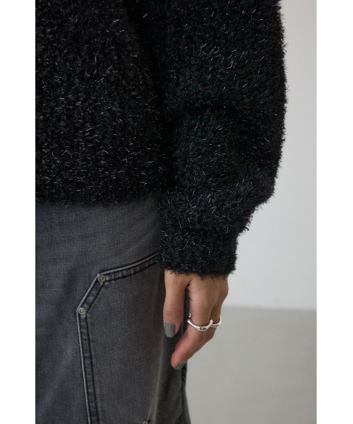 AZUL by moussy(アズールバイマウジー)の「ラメシャギーニットトップス(ニット/セーター・レディース・シルバー/ブラック/ブラウン/レッド・FREE)」の14枚目の写真