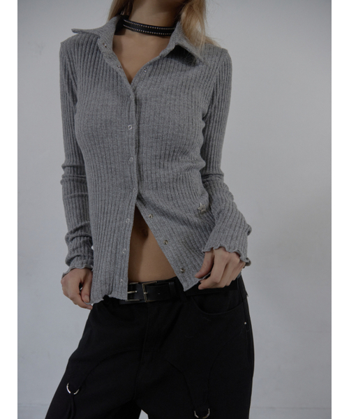 SETUP-EXE(セットアップイーエックスイー)の「SNAP GOLGI SHIRT / MELANGE GRAY(Tシャツ/カットソー・レディース・その他・OS)」の2枚目の写真