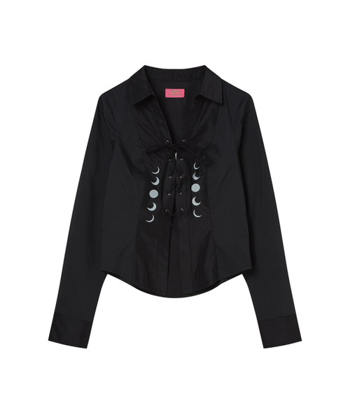 NYXX（エヌワイエックスエックス）の「EYELET KNOT SHIRTS BLACK（シャツ/ブラウス・レディース・その他・FREE）」の2枚目の写真