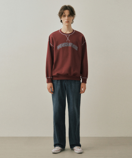 WEDNESDAY OASIS(ウェンズデーオアシス)の「トレースラインスウェットシャツ_BURGUNDY(W25-TP32)(スウェット・メンズ・バーガンディー・MEDIUM/LARGE)」の3枚目の写真