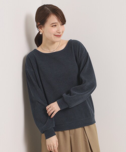 ITS'DEMO（イッツデモ）の「【洗濯機OK】ウェーブモールプルオーバー（Tシャツ/カットソー・レディース・ブラウン系/アイボリー/サンドベージュ/スミクロ・00）」の2枚目の写真