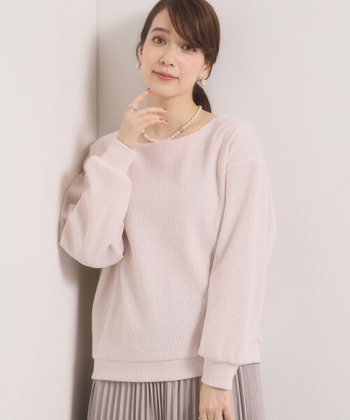 ITS'DEMO（イッツデモ）の「【洗濯機OK】ウェーブモールプルオーバー（Tシャツ/カットソー・レディース・ブラウン系/アイボリー/サンドベージュ/スミクロ・00）」の4枚目の写真