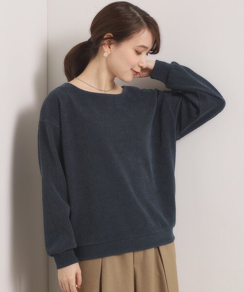 ITS'DEMO（イッツデモ）の「【洗濯機OK】ウェーブモールプルオーバー（Tシャツ/カットソー・レディース・ブラウン系/アイボリー/サンドベージュ/スミクロ・00）」の9枚目の写真