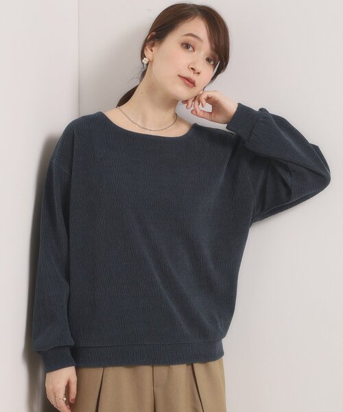 ITS'DEMO（イッツデモ）の「【洗濯機OK】ウェーブモールプルオーバー（Tシャツ/カットソー・レディース・ブラウン系/アイボリー/サンドベージュ/スミクロ・00）」の10枚目の写真