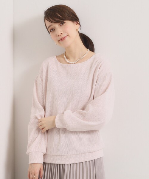 ITS'DEMO（イッツデモ）の「【洗濯機OK】ウェーブモールプルオーバー（Tシャツ/カットソー・レディース・ブラウン系/アイボリー/サンドベージュ/スミクロ・00）」の13枚目の写真