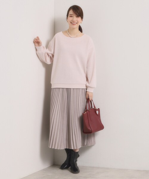 ITS'DEMO（イッツデモ）の「【洗濯機OK】ウェーブモールプルオーバー（Tシャツ/カットソー・レディース・ブラウン系/アイボリー/サンドベージュ/スミクロ・00）」の14枚目の写真