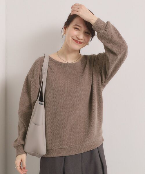 ITS'DEMO（イッツデモ）の「【洗濯機OK】ウェーブモールプルオーバー（Tシャツ/カットソー・レディース・ブラウン系/アイボリー/サンドベージュ/スミクロ・00）」の18枚目の写真