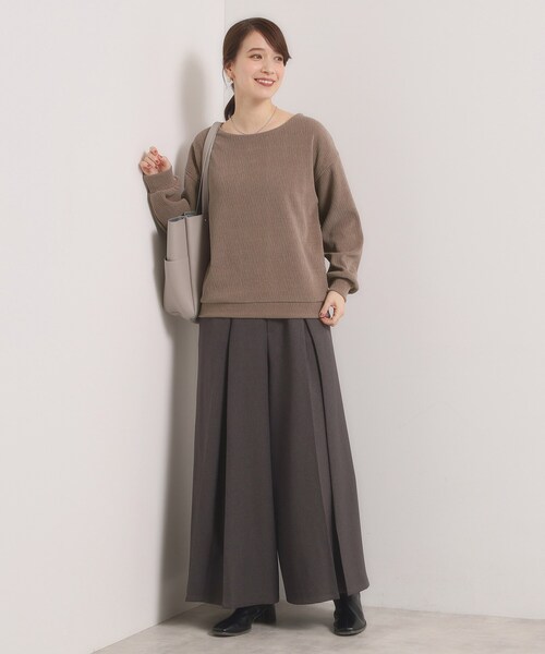 ITS'DEMO（イッツデモ）の「【洗濯機OK】ウェーブモールプルオーバー（Tシャツ/カットソー・レディース・ブラウン系/アイボリー/サンドベージュ/スミクロ・00）」の19枚目の写真