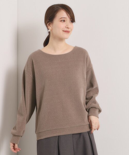 ITS'DEMO（イッツデモ）の「【洗濯機OK】ウェーブモールプルオーバー（Tシャツ/カットソー・レディース・ブラウン系/アイボリー/サンドベージュ/スミクロ・00）」の21枚目の写真