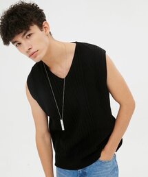 MOONSUN（ムーンサン）の「UNISEX, Solar Dia Ribbed Knit Vest / Black（ベスト）」