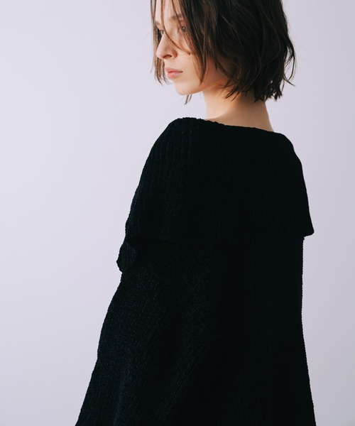 SELFIST(セルフィスト)の「2wayショルダー マシュマロニット 襟付きニット リボン クリスマス オフショルダー(ニット/セーター・レディース・オフホワイト/ブラック・フリー)」の3枚目の写真