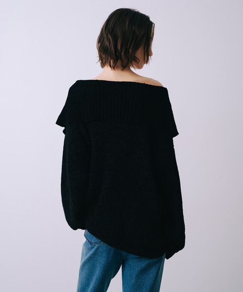 SELFIST(セルフィスト)の「2wayショルダー マシュマロニット 襟付きニット リボン クリスマス オフショルダー(ニット/セーター・レディース・オフホワイト/ブラック・フリー)」の9枚目の写真