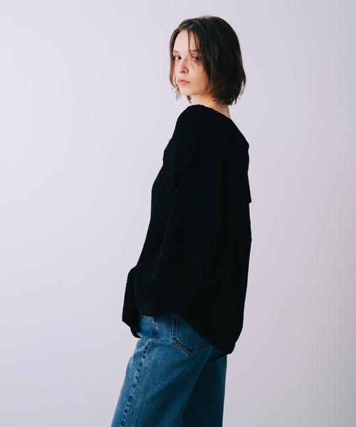 SELFIST(セルフィスト)の「2wayショルダー マシュマロニット 襟付きニット リボン クリスマス オフショルダー(ニット/セーター・レディース・オフホワイト/ブラック・フリー)」の10枚目の写真