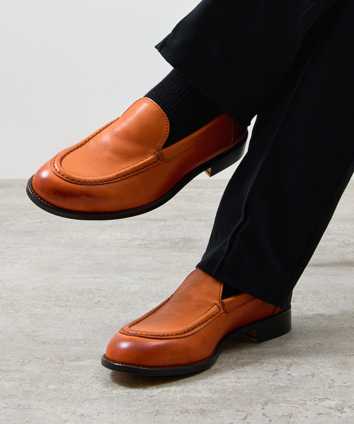 And A（アンドエー）の「PADRONE パドローネ / MOCCASIN SLIP-ON オイルレザーモカシンスリッポンシューズ / PU8759-2015（モカシン/デッキシューズ・メンズ・キャメル/ブラック/ベージュ・40/43/42/41）」の3枚目の写真