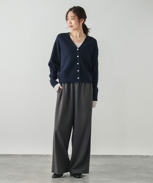 GLOBAL WORK（グローバルワーク）の「洗えるケーブルVネックカーディガン/608428（カーディガン/ボレロ・レディース・ライトイエロー/杢グレー/ネイビー・LARGE/MEDIUM）」の15枚目の写真