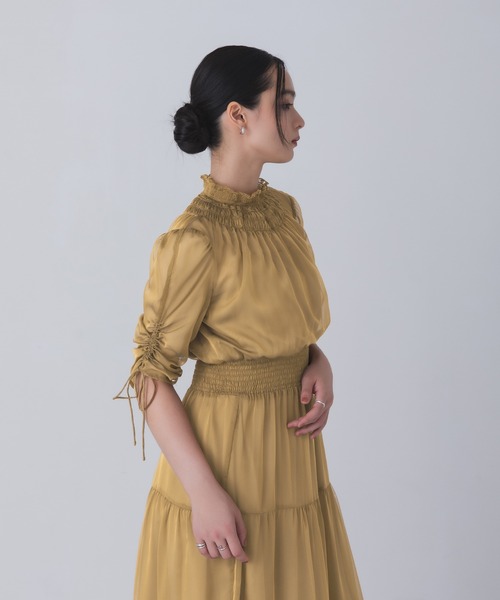 Rose of Sharon(ローズオブシャロン)の「ギャザーネックティアードドレス(ドレス・レディース・ライトカーキ/オールドローズ系/マスタード/カーキ/ブルーグレー・S/M/L)」の12枚目の写真