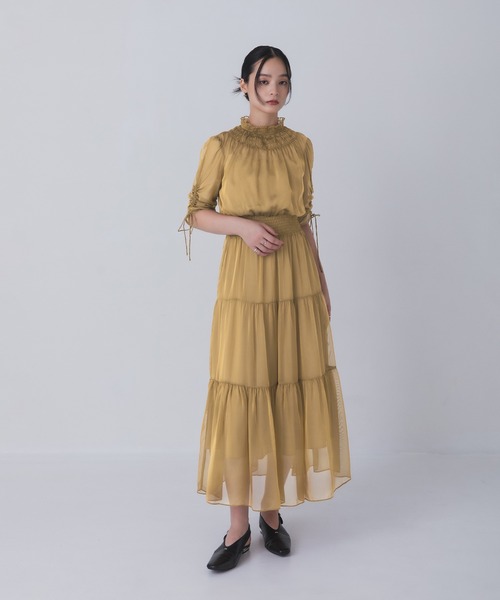 Rose of Sharon(ローズオブシャロン)の「ギャザーネックティアードドレス(ドレス・レディース・ライトカーキ/オールドローズ系/マスタード/カーキ/ブルーグレー・S/M/L)」の13枚目の写真