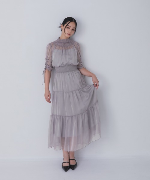 Rose of Sharon(ローズオブシャロン)の「ギャザーネックティアードドレス(ドレス・レディース・ライトカーキ/オールドローズ系/マスタード/カーキ/ブルーグレー・S/M/L)」の18枚目の写真