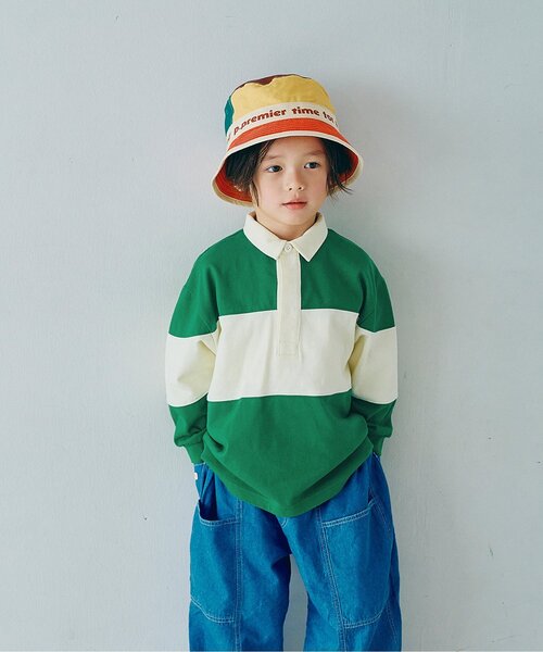 p.premier(ピードットプルミエ)の「春色の切替ラガーシャツ_ジュニア対応(ポロシャツ・キッズ・グリーン/ピンク/イエロー・80/90/100/110/120/130/140)」の2枚目の写真