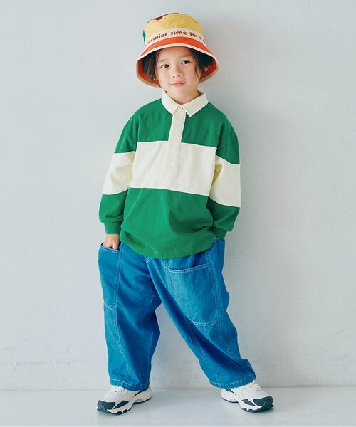 p.premier(ピードットプルミエ)の「春色の切替ラガーシャツ_ジュニア対応(ポロシャツ・キッズ・グリーン/ピンク/イエロー・80/90/100/110/120/130/140)」の6枚目の写真