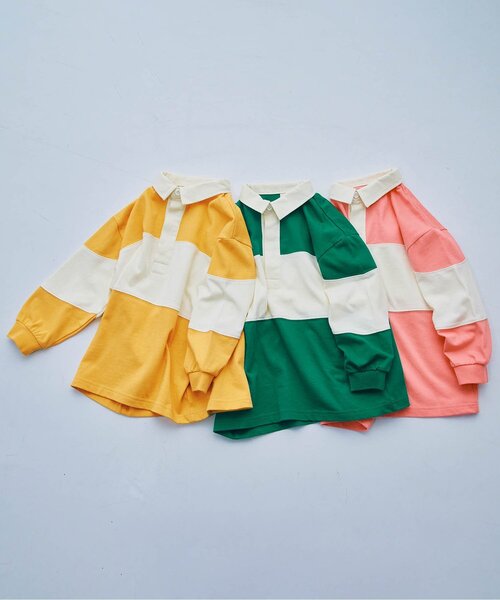 p.premier(ピードットプルミエ)の「春色の切替ラガーシャツ_ジュニア対応(ポロシャツ・キッズ・グリーン/ピンク/イエロー・80/90/100/110/120/130/140)」の18枚目の写真