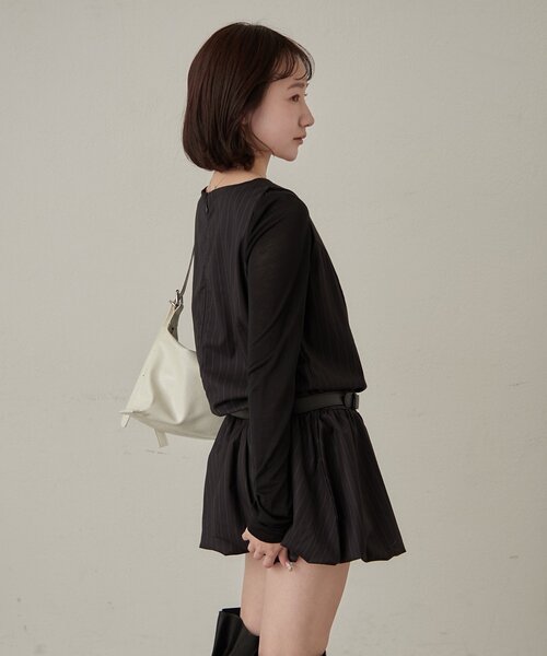 mline（エムライン）の「[mline]ストライプベルトワンピース（ワンピース・レディース・チャコールグレー/ブラック・1/2）」の20枚目の写真