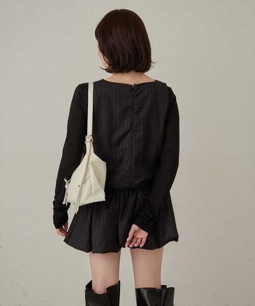 mline（エムライン）の「[mline]ストライプベルトワンピース（ワンピース・レディース・チャコールグレー/ブラック・1/2）」の21枚目の写真