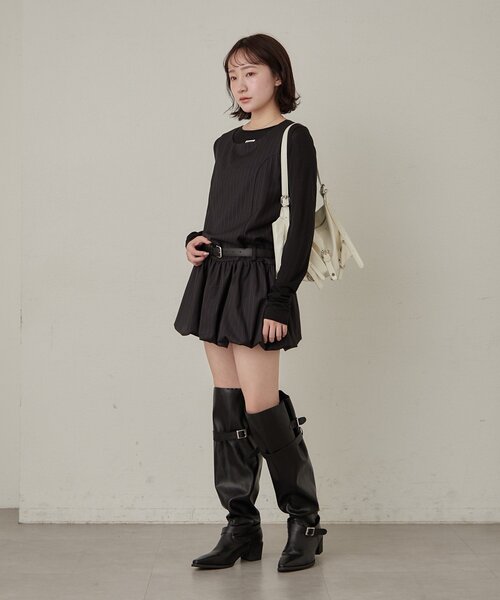 mline（エムライン）の「[mline]ストライプベルトワンピース（ワンピース・レディース・チャコールグレー/ブラック・1/2）」の22枚目の写真