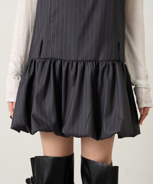 mline（エムライン）の「[mline]ストライプベルトワンピース（ワンピース・レディース・チャコールグレー/ブラック・1/2）」の5枚目の写真