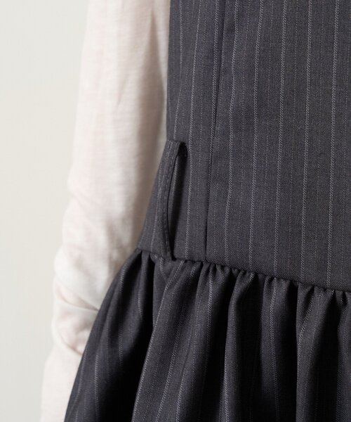 mline（エムライン）の「[mline]ストライプベルトワンピース（ワンピース・レディース・チャコールグレー/ブラック・1/2）」の6枚目の写真