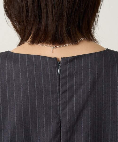 mline（エムライン）の「[mline]ストライプベルトワンピース（ワンピース・レディース・チャコールグレー/ブラック・1/2）」の8枚目の写真