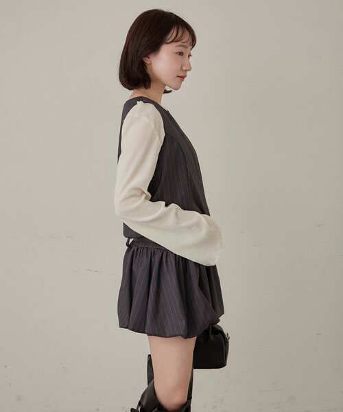 mline（エムライン）の「[mline]ストライプベルトワンピース（ワンピース・レディース・チャコールグレー/ブラック・1/2）」の12枚目の写真