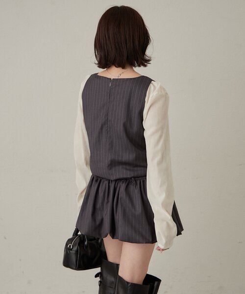 mline（エムライン）の「[mline]ストライプベルトワンピース（ワンピース・レディース・チャコールグレー/ブラック・1/2）」の13枚目の写真