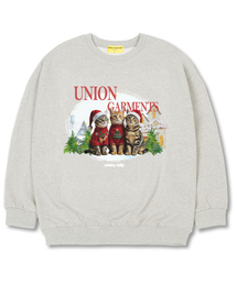 スリーキャット オーバーサイズ スウェット クリスマスTシャツ [裏起毛]オートミール