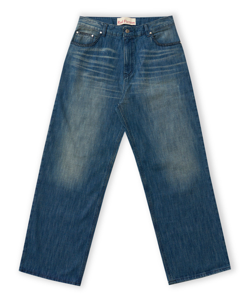 RAD FICTION(ラッドフィックション)の「WADE HAND STITCH WIDE FIT DENIM JEANS / MID BLUE(その他パンツ・メンズ・その他・MEDIUM/LARGE)」の1枚目の写真