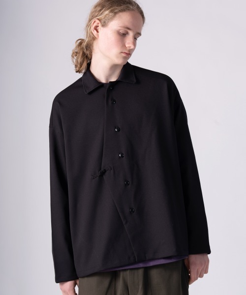 rehacer（レアセル）の「rehacer : Asymmetry Loop Cord Shirt / アシンメトリー ループコード シャツ（シャツ/ブラウス・メンズ・ブラック/グレー・SMALL/MEDIUM/LARGE/X-LARGE）」の4枚目の写真