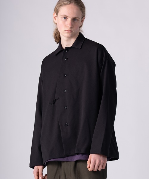 rehacer（レアセル）の「rehacer : Asymmetry Loop Cord Shirt / アシンメトリー ループコード シャツ（シャツ/ブラウス・メンズ・ブラック/グレー・SMALL/MEDIUM/LARGE/X-LARGE）」の5枚目の写真