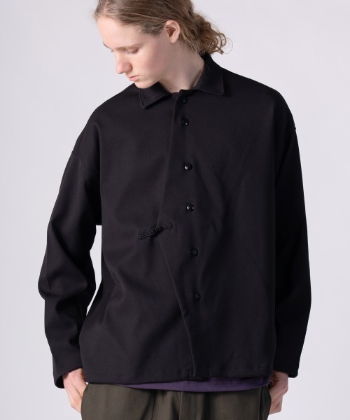 rehacer（レアセル）の「rehacer : Asymmetry Loop Cord Shirt / アシンメトリー ループコード シャツ（シャツ/ブラウス・メンズ・ブラック/グレー・SMALL/MEDIUM/LARGE/X-LARGE）」の6枚目の写真