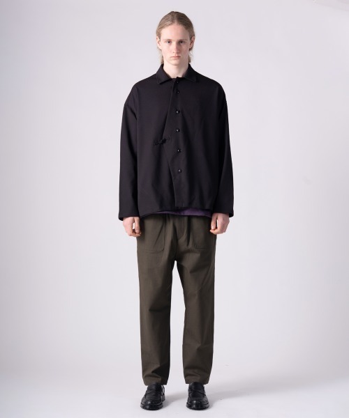 rehacer（レアセル）の「rehacer : Asymmetry Loop Cord Shirt / アシンメトリー ループコード シャツ（シャツ/ブラウス・メンズ・ブラック/グレー・SMALL/MEDIUM/LARGE/X-LARGE）」の8枚目の写真