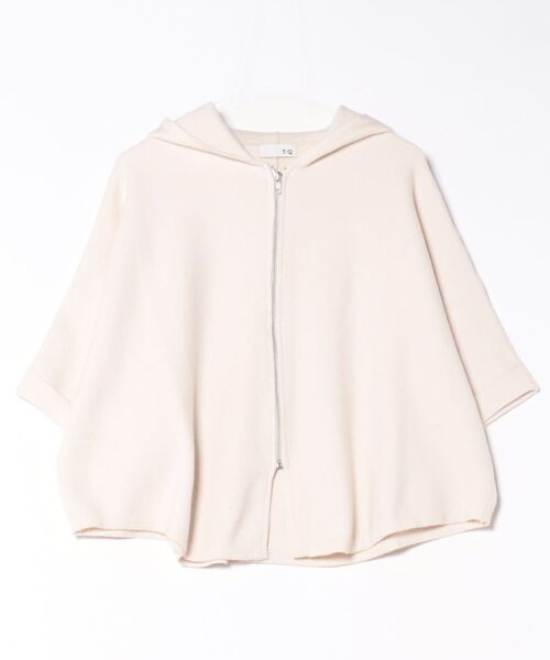 m.f.editorial(エムエフエディトリアル)の「【ストレッチ ウォッシャブル ニットアウター】ウォッシャブル ポンチョ風 フードコーディガン(カーディガン/ボレロ・レディース・ブラウン/オフホワイト/チャコールグレー・MEDIUM)」の7枚目の写真
