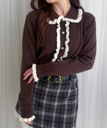 【ZOZOTOWN限定】フリルパイピングニット