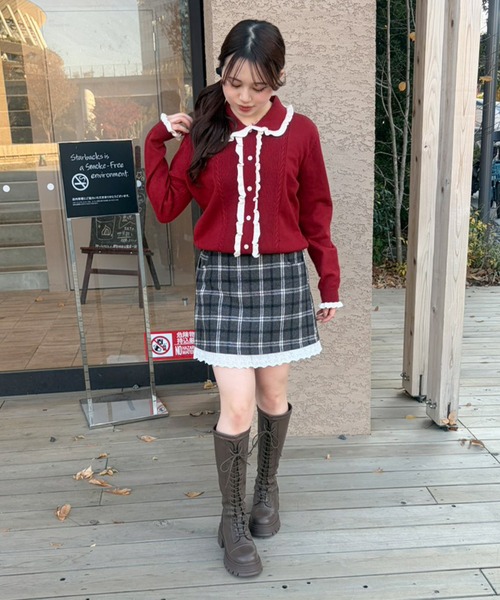 frunco(フランコ)の「【ZOZOTOWN限定】フリルパイピングニット(ニット/セーター・レディース・ネイビー/ブラウン/ホワイト/レッド・FREE)」の16枚目の写真