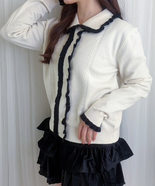 frunco(フランコ)の「【ZOZOTOWN限定】フリルパイピングニット(ニット/セーター・レディース・ネイビー/ブラウン/ホワイト/レッド・FREE)」の8枚目の写真